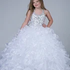 Детское платье без рукавов с круглым вырезом, бусинами, бантом, блестками и цветами