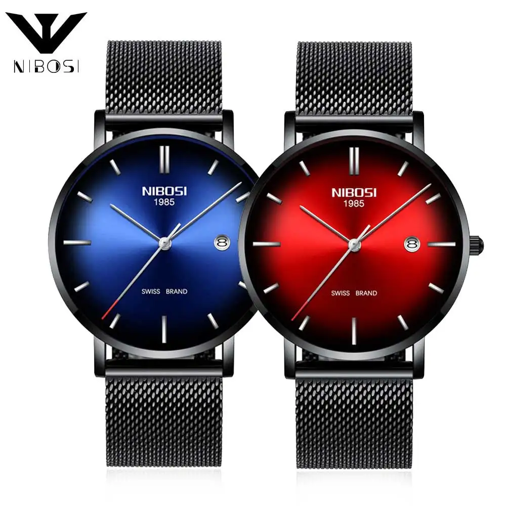 NIBOSI Модные кварцевые часы из нержавеющей стали мужские деловые Классические