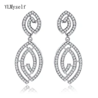 fashion drop earrings nice jewellery white color jewelry shiny cubic zircon elegent evening dinner party wedding earring