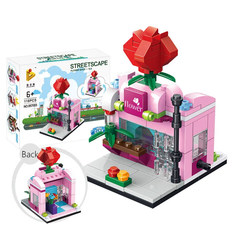 Мини городской улица 3D розничный магазин бургер кафе конфеты цветок милый мини