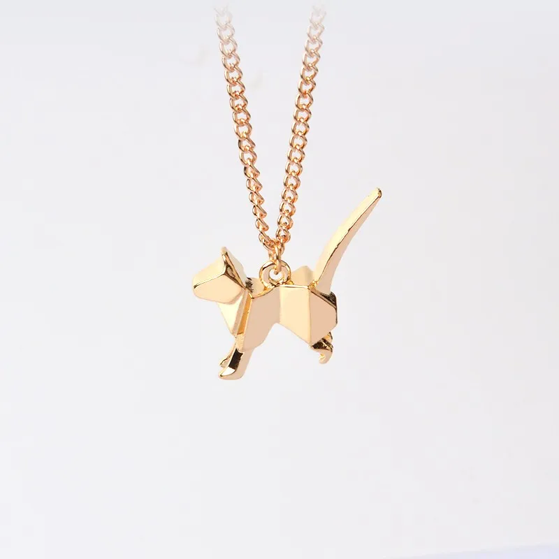 Оригами собака Силуэт кулон ожерелье для женщин минималистский DIY креативные