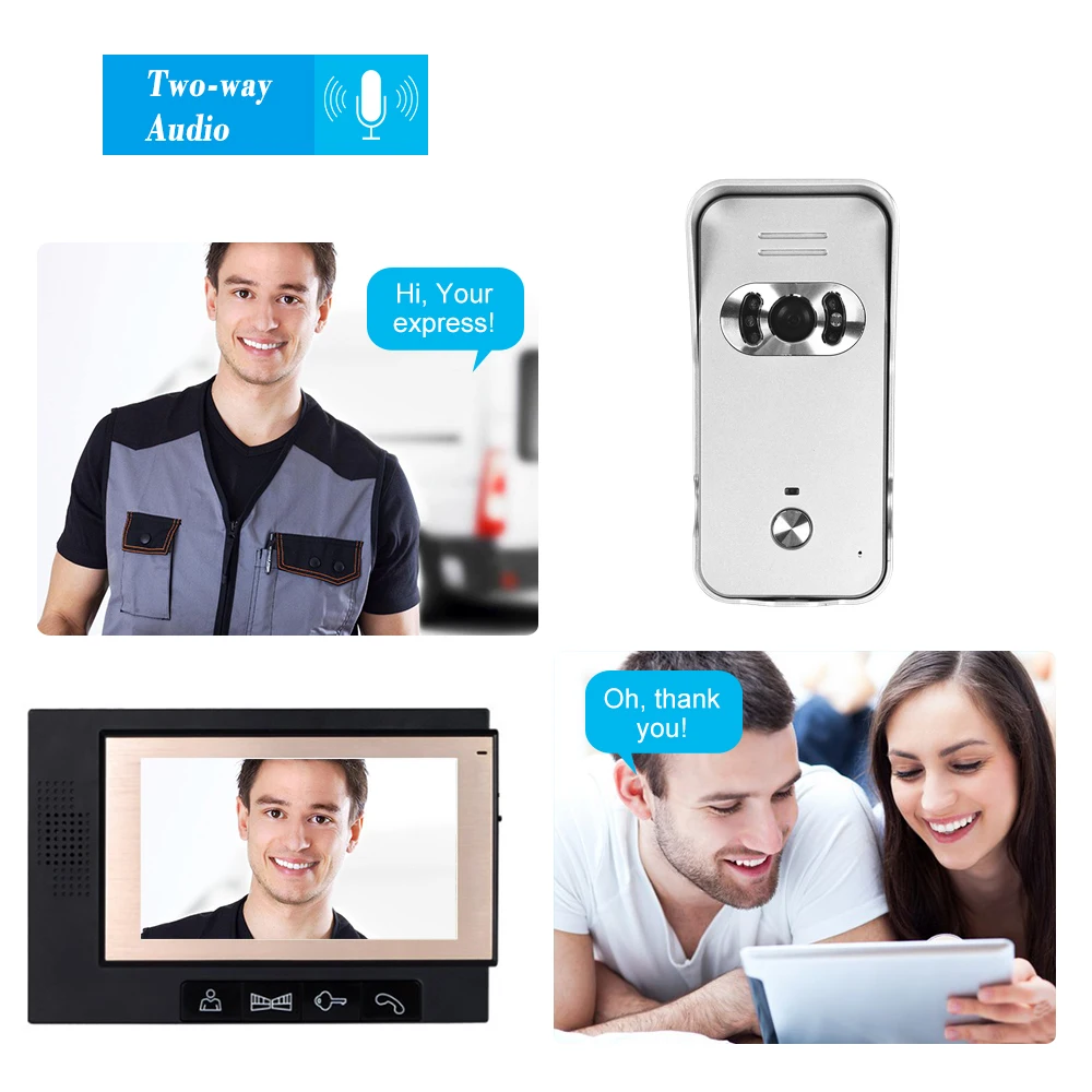 Видеодомофон с цветным ЖК дисплеем 7 дюймов система ночного видения ИК камера
