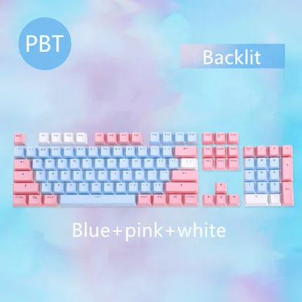 Розовый 104 клавиш/набор PBT колпачки для ключей двойная механическая клавиатура с подсветкой колпачки для ключей розовый синий белый для Ajazz AK35I и других MX переключателей - Цвет: Розовый