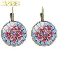 tafree flower of life ear cuff earrings bronze plated mandala sacred geometry amulet spiritual jewelry women accessories ct456