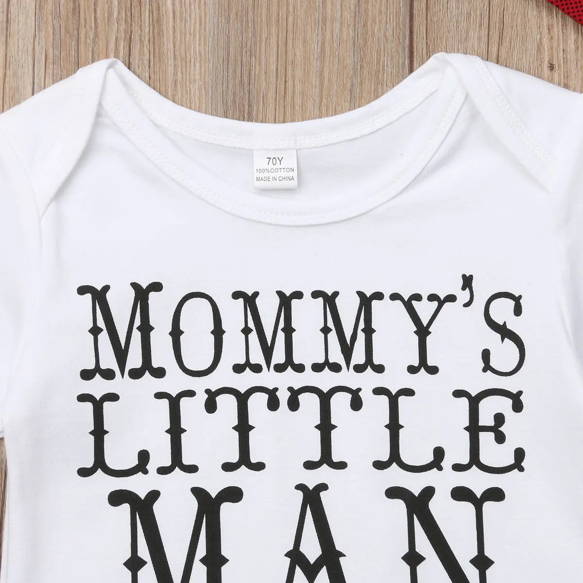 2018 New Tollder Kids Baby Clothing Newborn Boy Mommy's Little Man Rompers+Hat 2Pcs Outfit Set 0-18M Wild casual cute fashion |