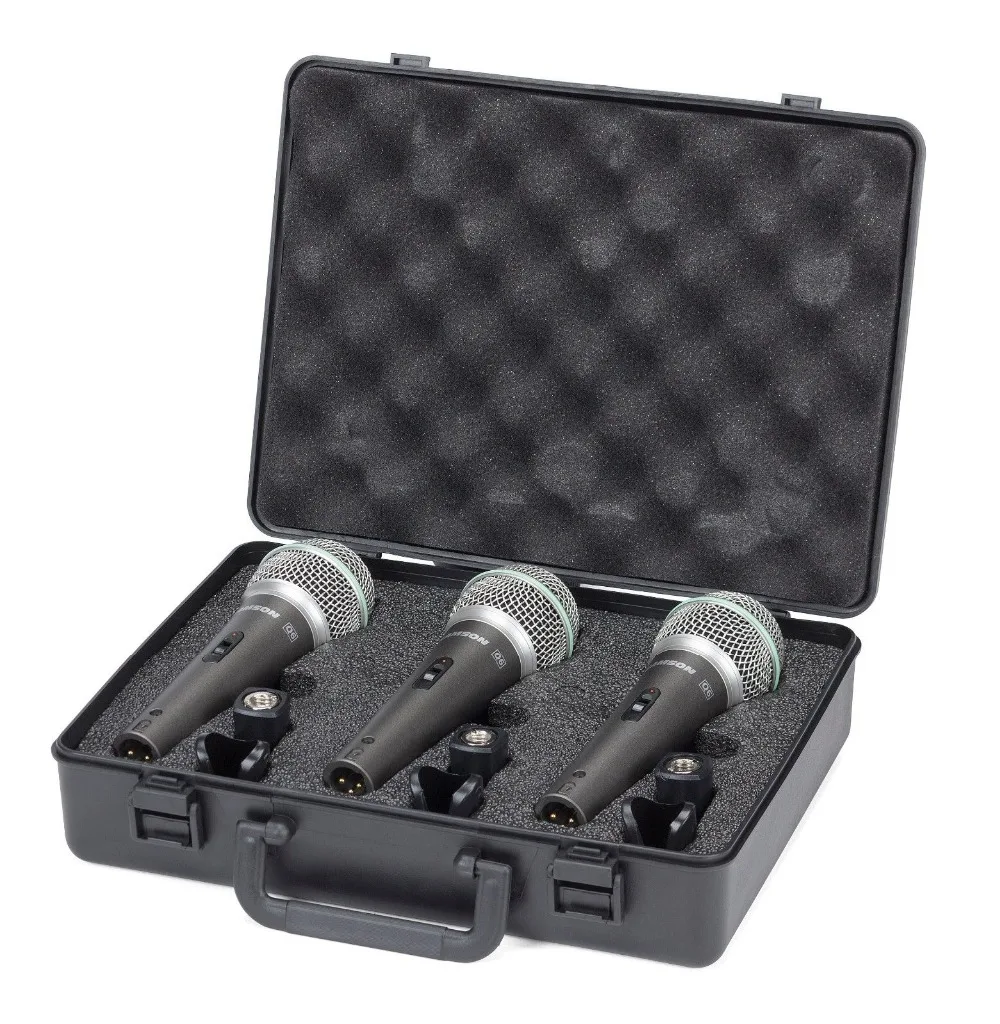 SAMSON Q6 3-Pack динамические вокальные гиперкардиоидные ручные микрофоны+ Зажимы для микрофона+ пенопластовый чехол для профессиональной студии