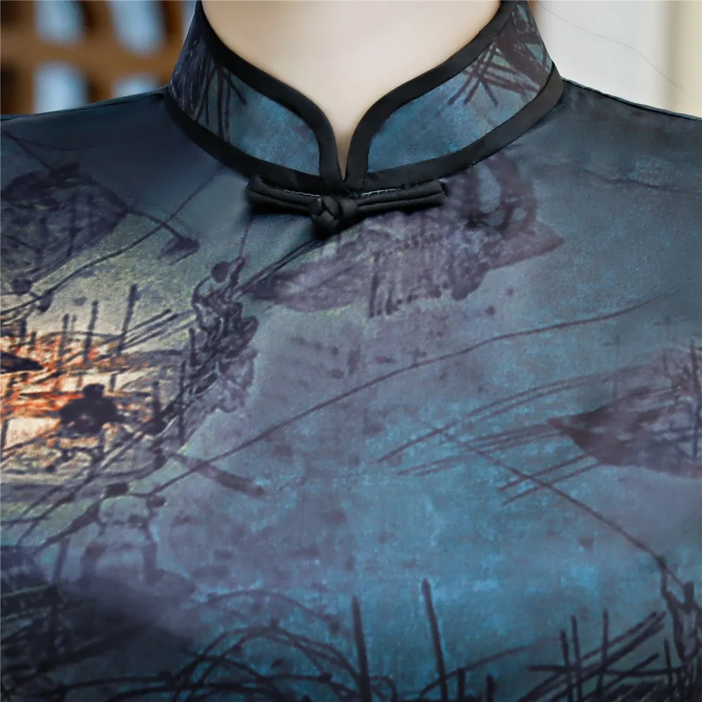 Шанхай история китайское восточное платье Винтаж Ципао короткий рукав cheongsam до