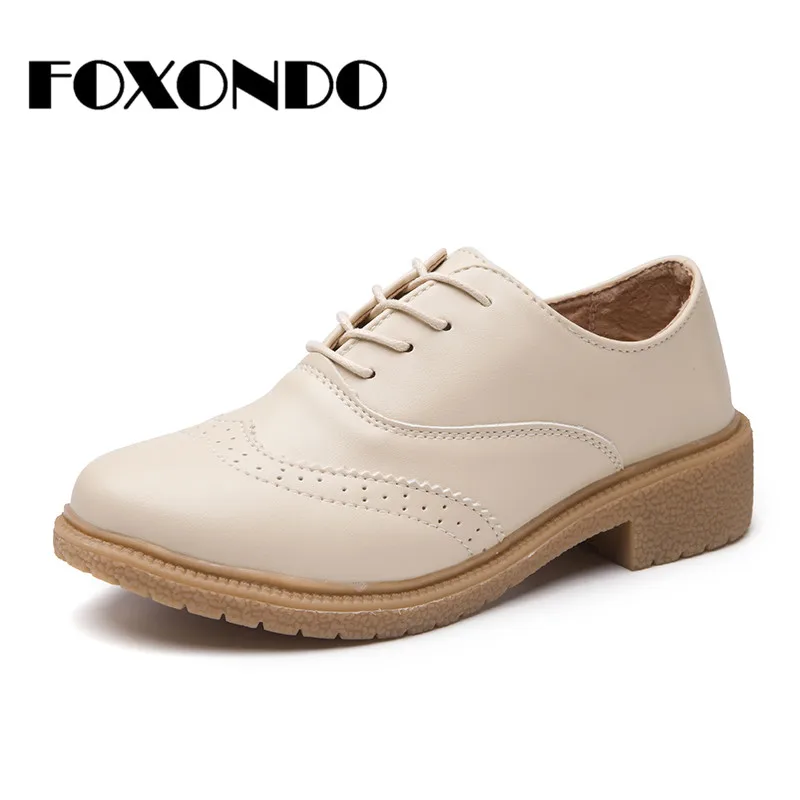 FOXONDO/Новинка 2019 года весенние кроссовки на платформе женские туфли-оксфорды из