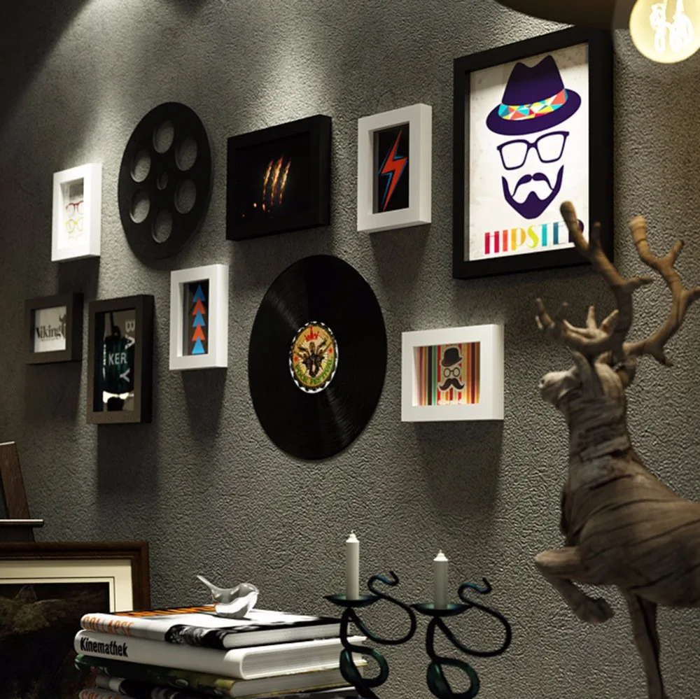 Многорамная картина из цельного дерева для бара Классический диск домашний