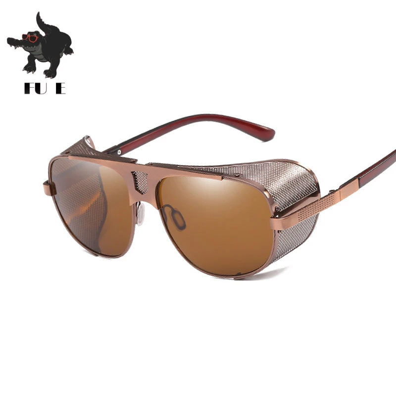 FU E Ретро паровой панк Солнцезащитные очки Мужские Роскошные брендовые