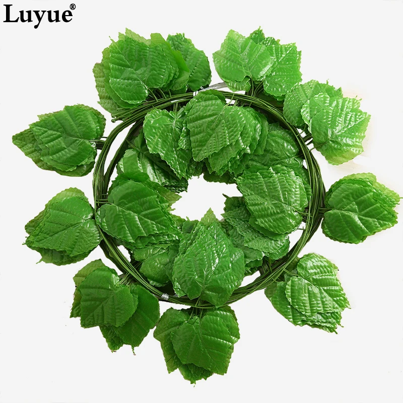 Luyue, 12 шт., 230 см, 7,5 футов, длинные искусственные растения, зеленые листья плюща, искусственная Виноградная лоза, листва, листья для дома, свадьбы