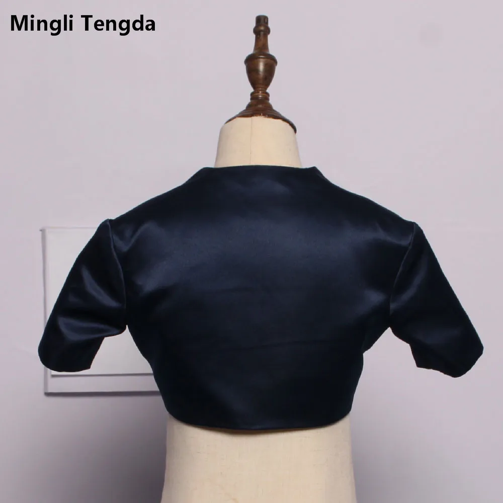 Mingli Tengda/Темно Синяя атласная Свадебная Детская куртка болеро с цветочным узором