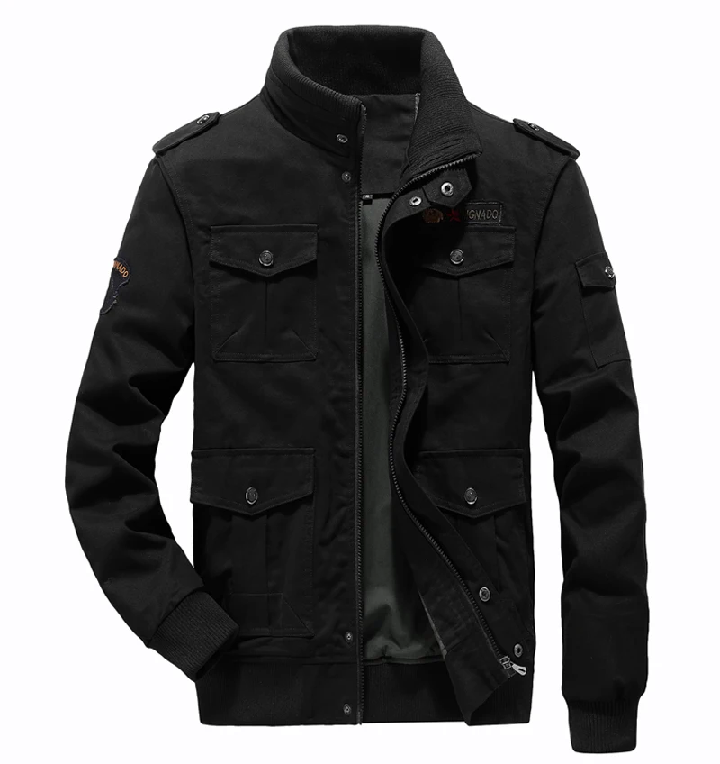 black Большие размеры M~ 6XL, осенняя Военная тактическая куртка для мужчин, хлопок, летная куртка-карго, мужская зимняя куртка-бомбер - Цвет: black