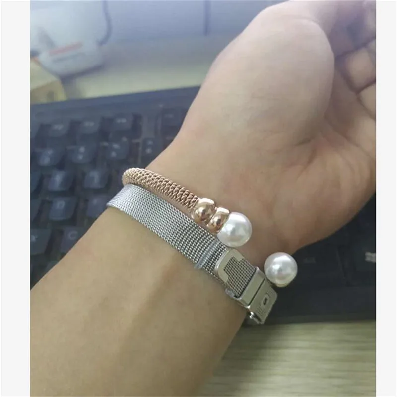 Женский браслет с имитацией жемчуга на запястье ремешком для часов хорошее