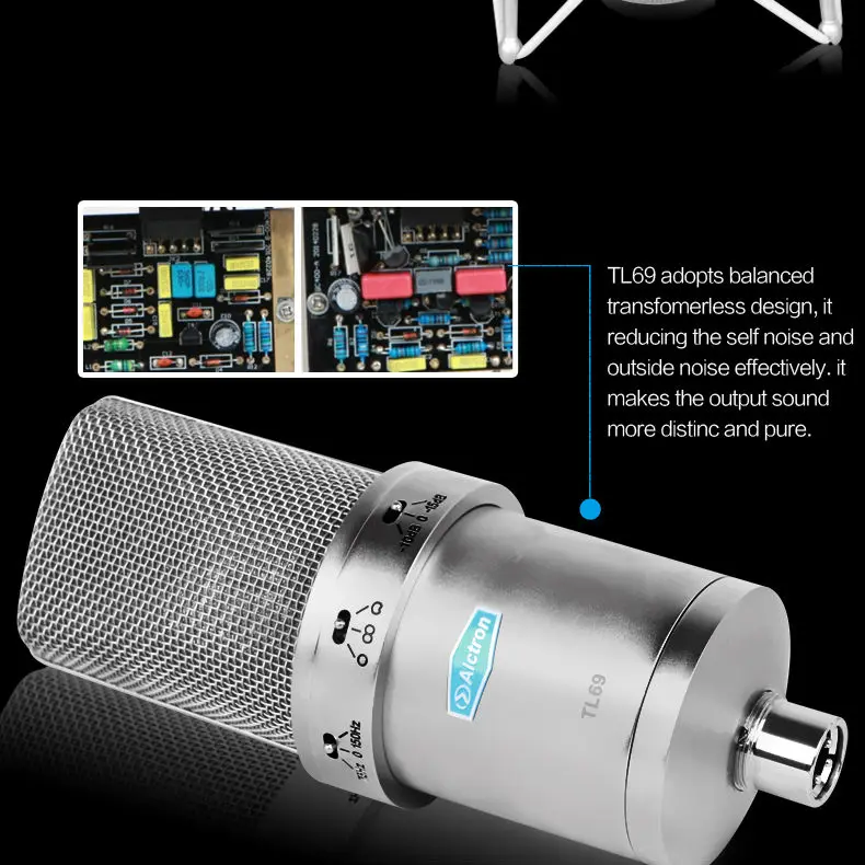Оригинальные Alctron TL69 профессиональный большой диафрагмой мульти-узор Студийный конденсаторный Запись микрофон, Запись Mic