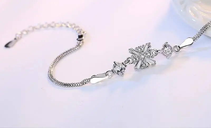 Everoyal Trendy Silver 925 Women Bracelets Jewelry New Fashion Crystal Snowflake Bracelet For Girls Accessories Lady Festival | Украшения и