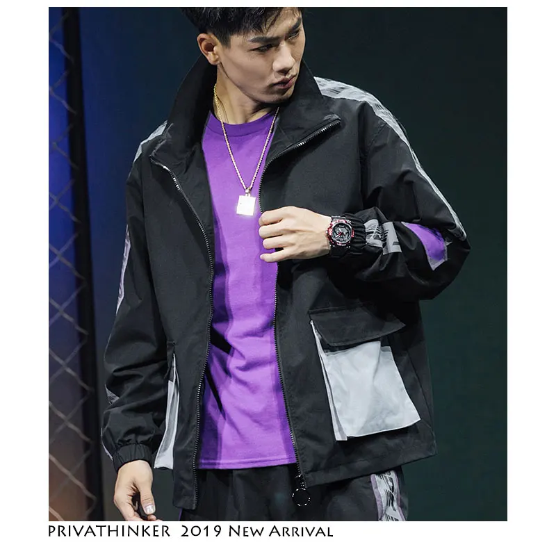 Privathinker Harajuku Loose Jacket Man Clothes 2019 Casual Print Men Korean Spring Streetwear Fashion Zipper Windbreaker | Мужская