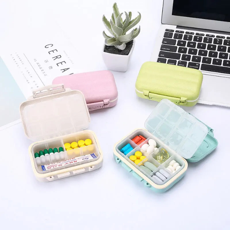 Портативный Компактный контейнер 8 ячеек для хранения лекарств герметичная