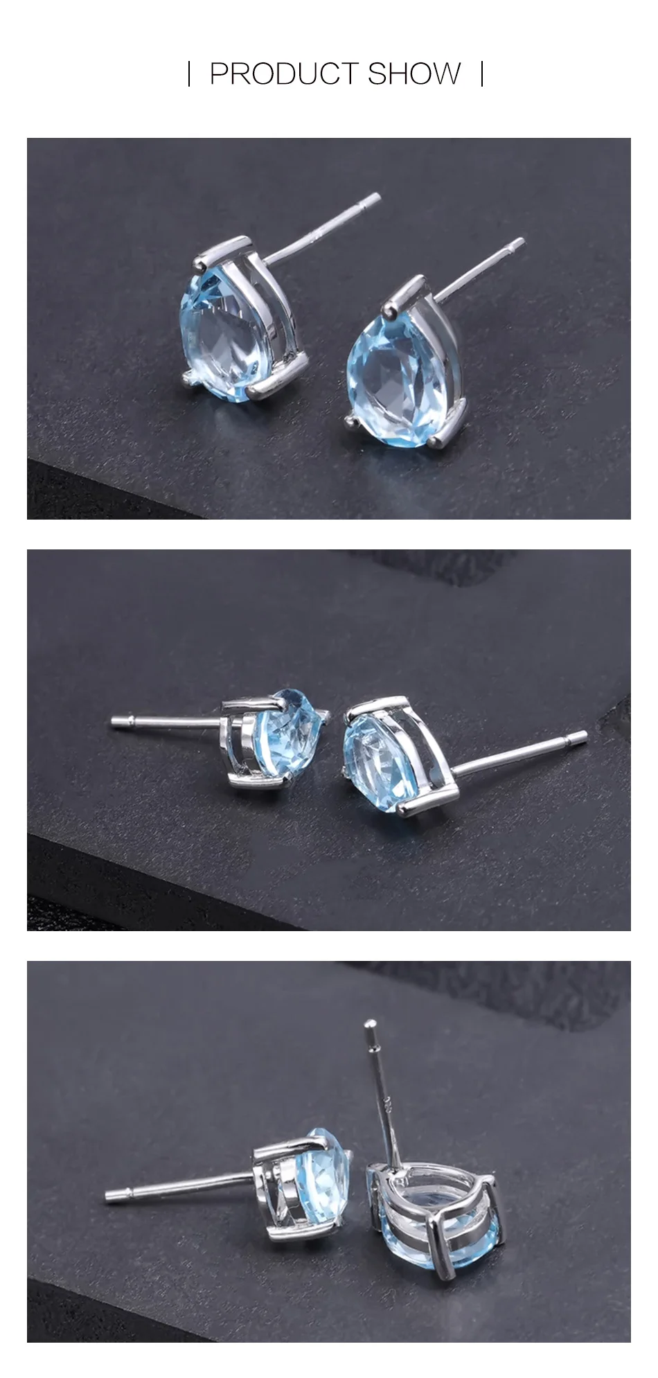 Gem's Ballet 5*7 мм 1.68Ct натуральный Небесно-Голубой топаз драгоценный камень серьги гвоздики 925 пробы серебро модные украшения для женщин