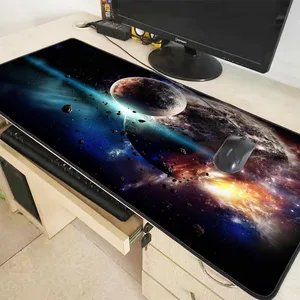 Большой синий коврик для мыши Mairuige Moon Space, игровой водонепроницаемый коврик, противоскользящий, с фиксирующим краем