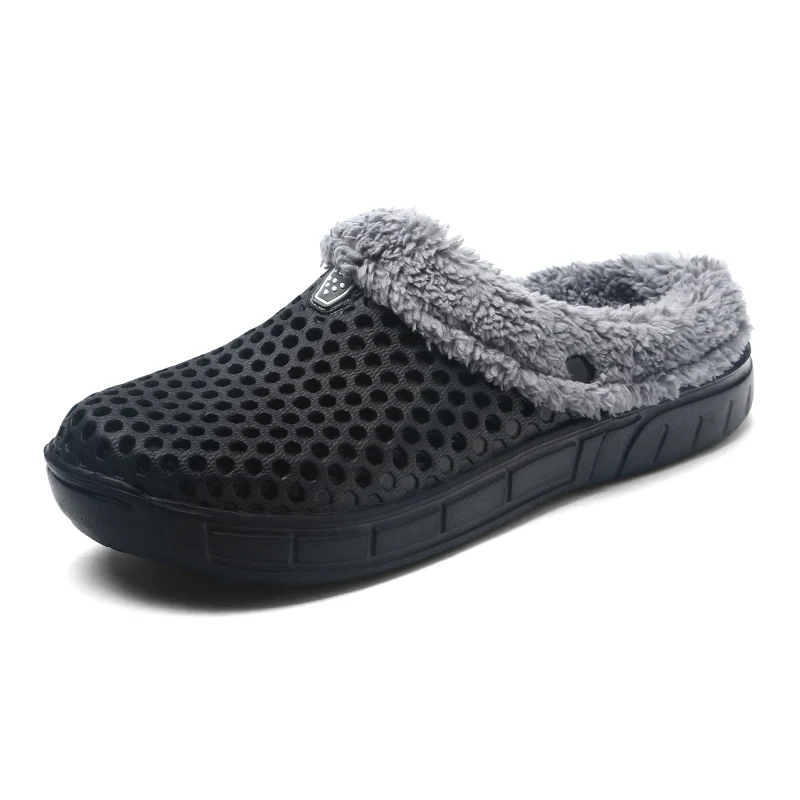 Г., мужские шлепанцы летние шлепанцы, дышащая мужская обувь модные сандалии на плоской подошве мужские вьетнамки, повседневная обувь, 38-45 - Цвет: Black Fur