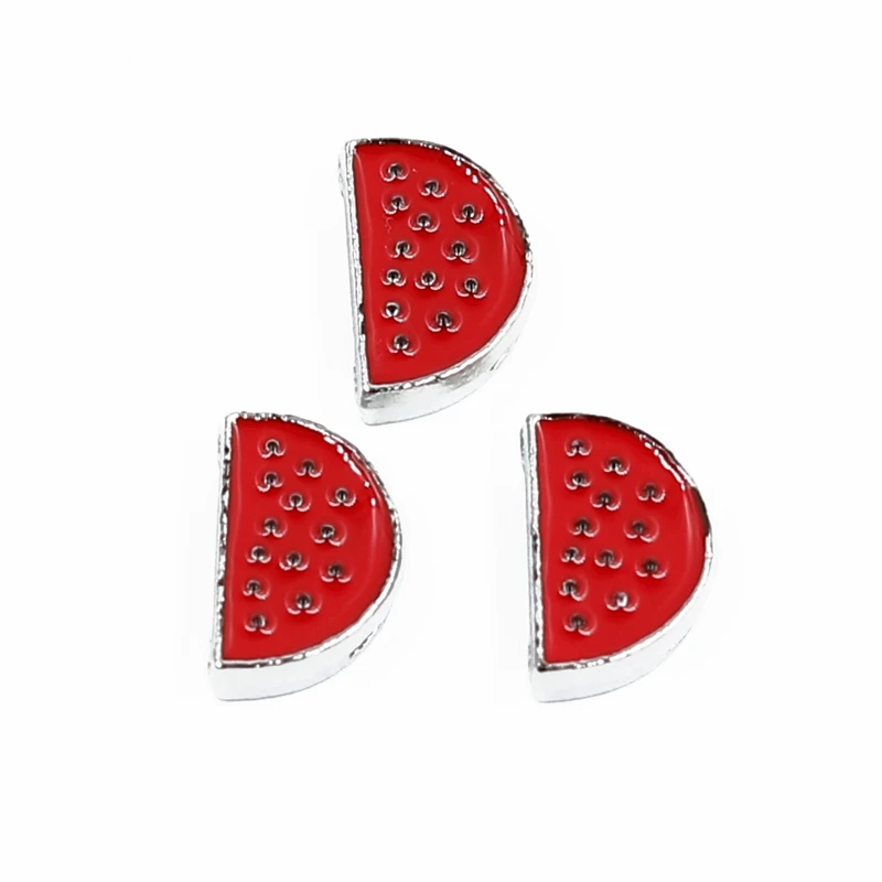 8mm Red Half Watermelon Fruit Slide Charms Flat Hole Beads Keeper Fit Stainless Steel Mesh Bracelets DIY Jewelry Making | Украшения и
