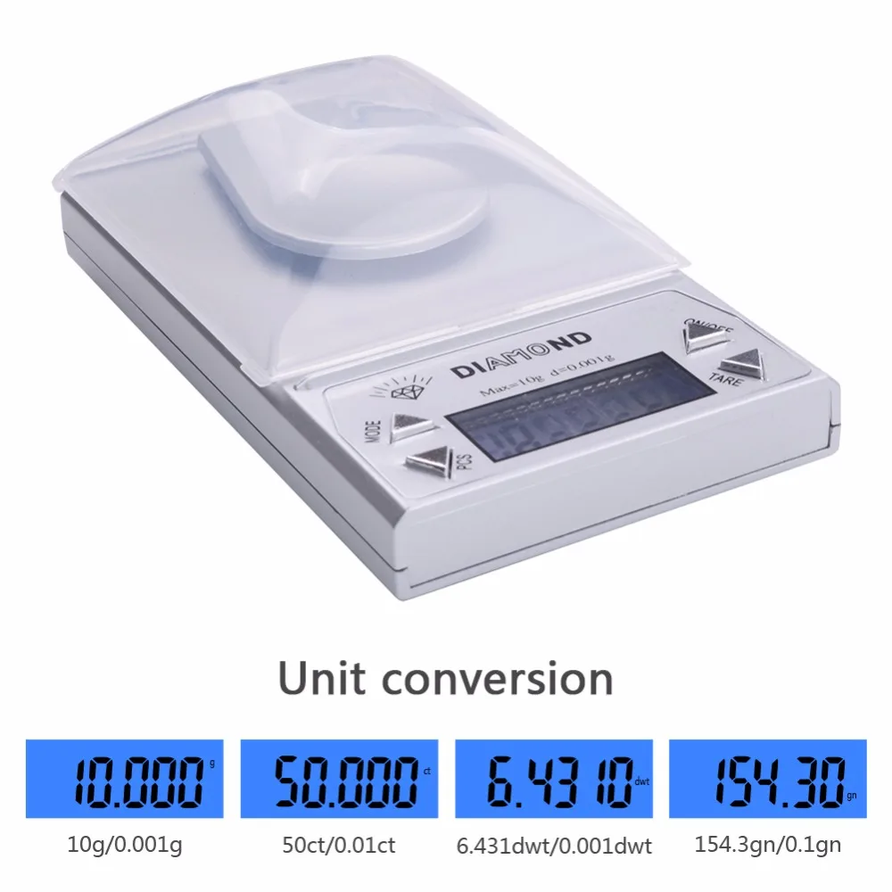 Yieryi бренд 0,001/10g 0,001g-10g lcd Цифровые ювелирные изделия с бриллиантами карманные Waage весы с драгоценным камнем вес прибывает