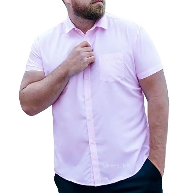 MFERLIER летние мужские рубашки 5XL 6XL 7XL 8XL 9XL 10XL бюст 160 см плюс размер с коротким рукавом Блузы больших размеров для мужчин 4 цвета