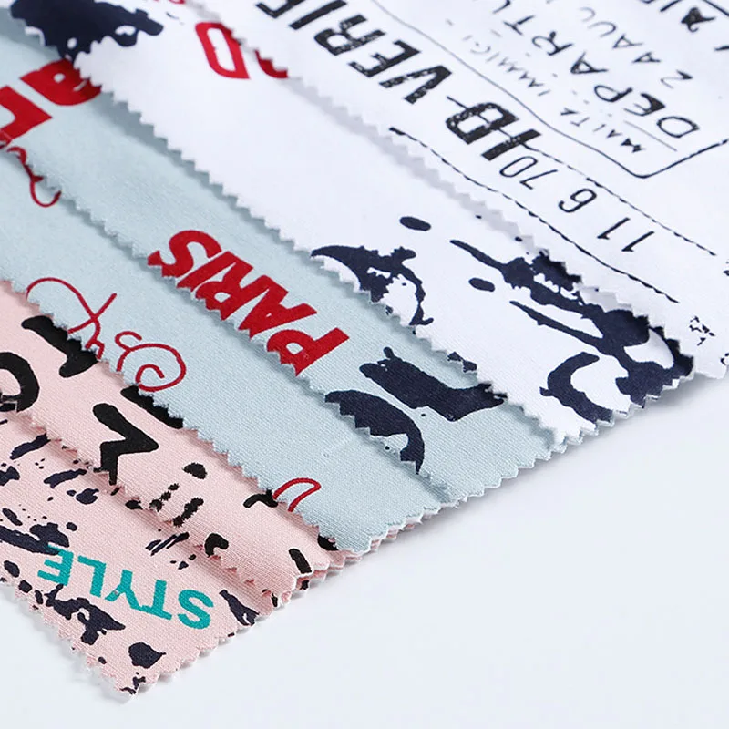 Оптовая продажа 1 метр (Ширина 165 см) трикотажные ткани стрейч с принтом черный