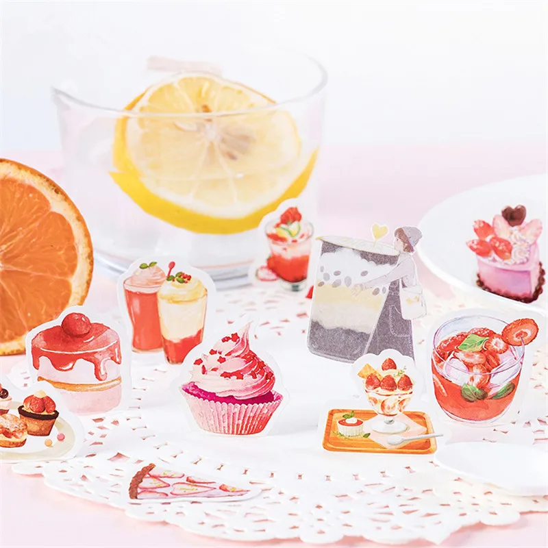 46 шт./лот серия клубничного чая милые бумажные декоративные наклейки для