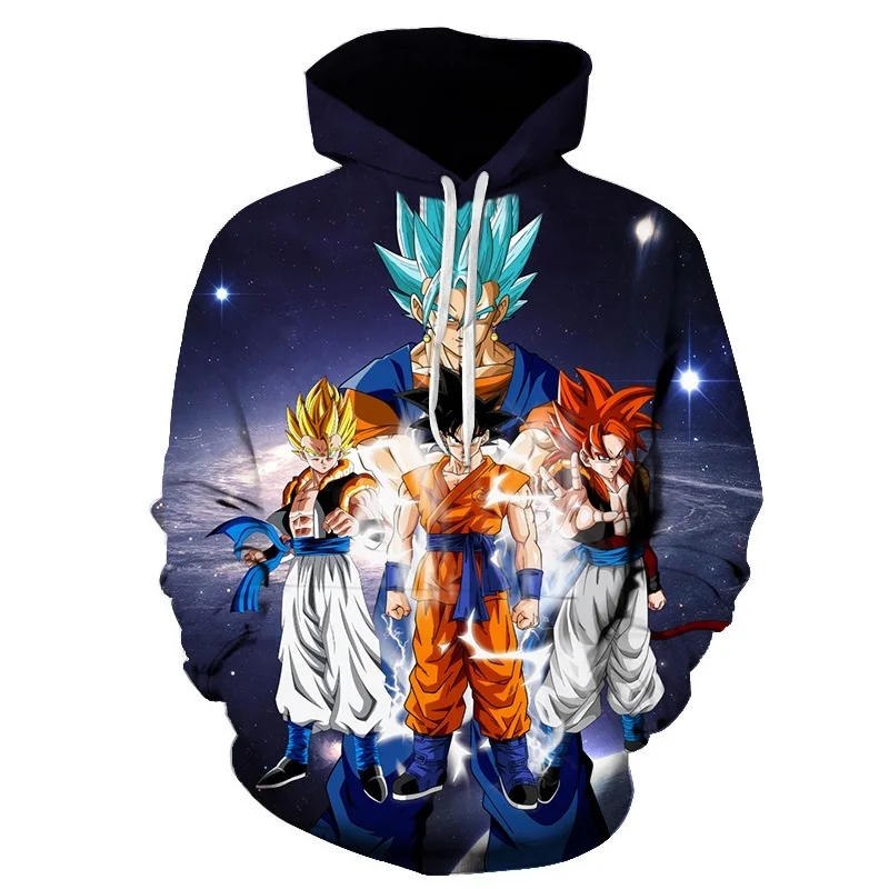Аниме толстовки Dragon Ball Z с капюшоном и карманами для детей Goku 3D пуловеры мужчин