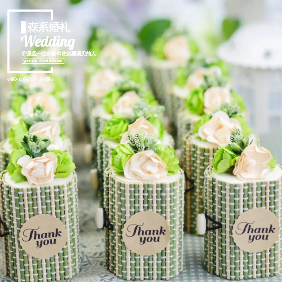 Винтажная Свадебная коробка для конфет Forest Бамбуковые Подарочные коробки