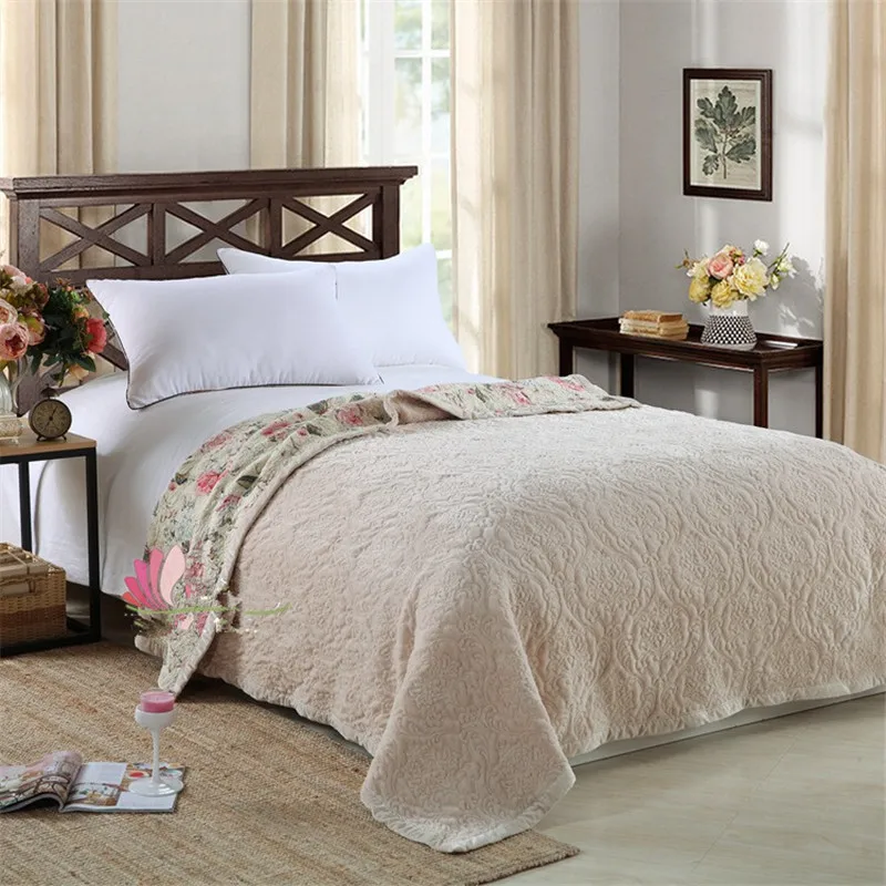 Тиснение Флисовое одеяло кристалл бархат и хлопок стеганое покрывало для