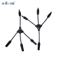 willone 2 pair free shipping pv cable connector y branch for solar system1 to 3 branch cable connector