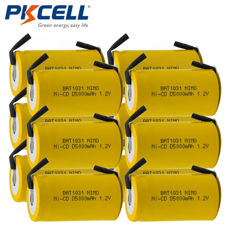 3 шт PKCELL 1,2 V Ni-Cd D Аккумулятор 5000mAh NiCD аккумуляторы плоский верх с вкладками