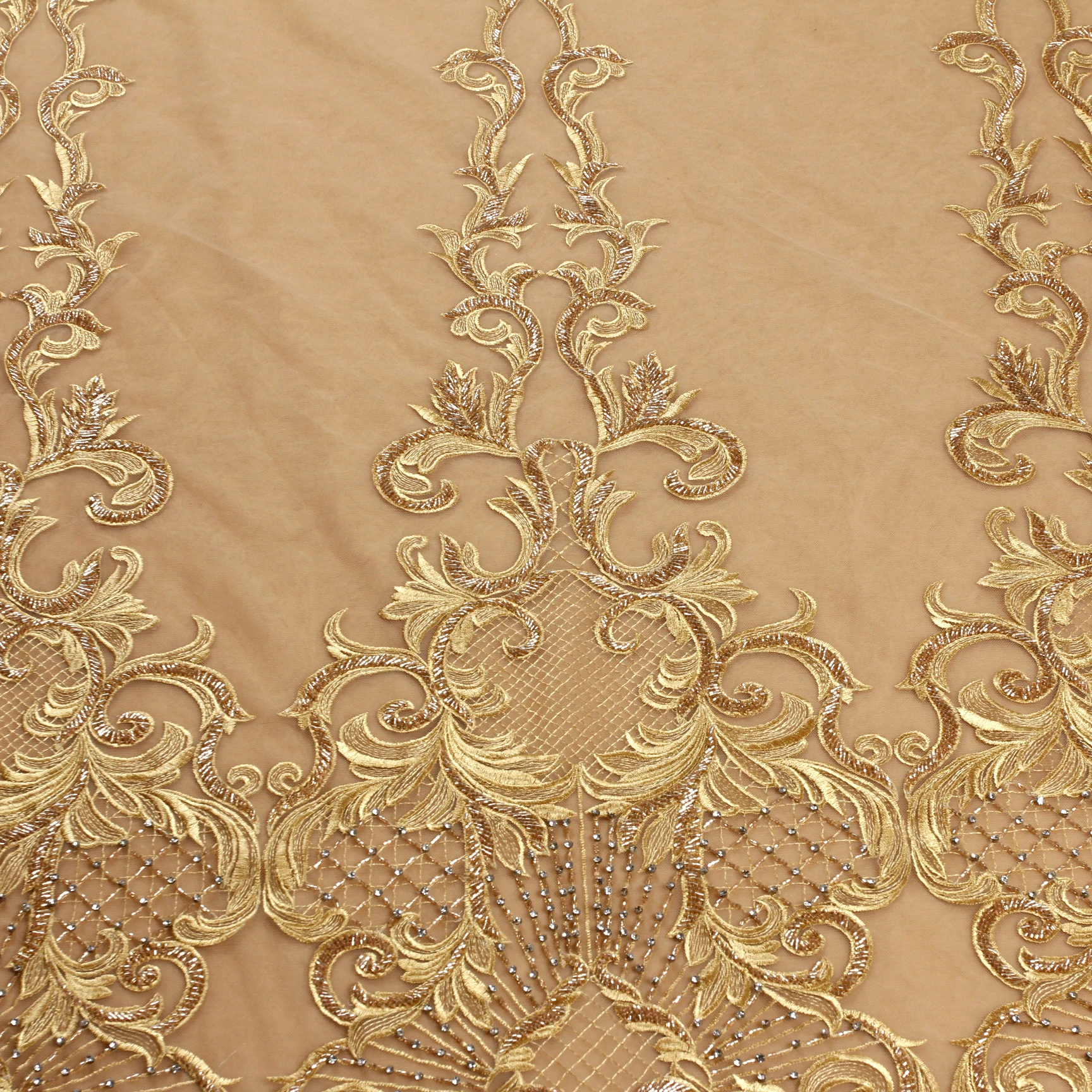 Новая модная вышитая бисером кружевная ткань ручной работы с большим рисунком