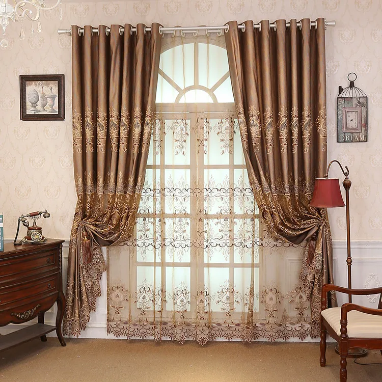 Шторы для гостиной, ткань для спальни, роскошные, на заказ, европейские, готовые, золотая, роскошная вилла, Водорастворимая Вышивка