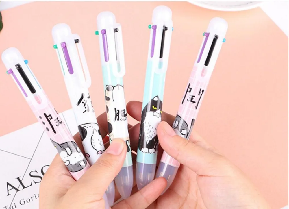Шариковая ручка с мультяшным котом 6 цветов|Шариковые ручки| |