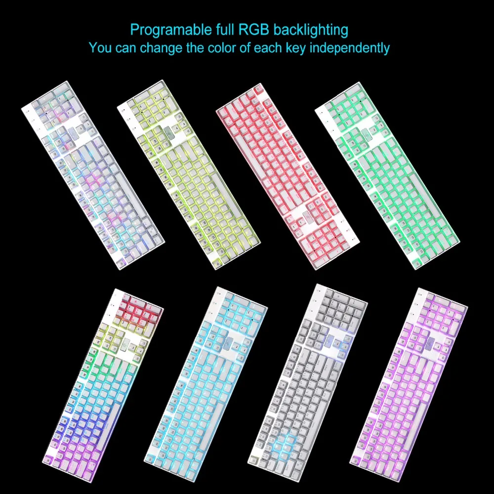 Белый механическая клавиатура RGB светодио дный подсветкой anti ореолы N Key Rollover