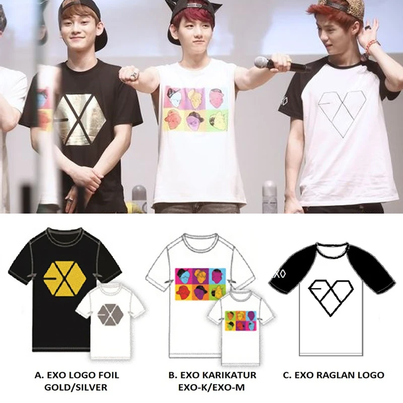 EXO XOXO KISS & HUG FIRSTYEAR Everysing BAEKHYUN D.O. CHANYEOL KAI KRIS XIUMIN LUHAN SEHUN LAY карикатура футболка с