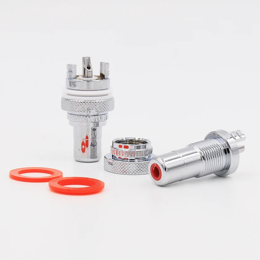 

Panel Mount Rhodium Plated RCA ,Female plug, Jack Audio Socket Amplifier Chassis Phono Connector
