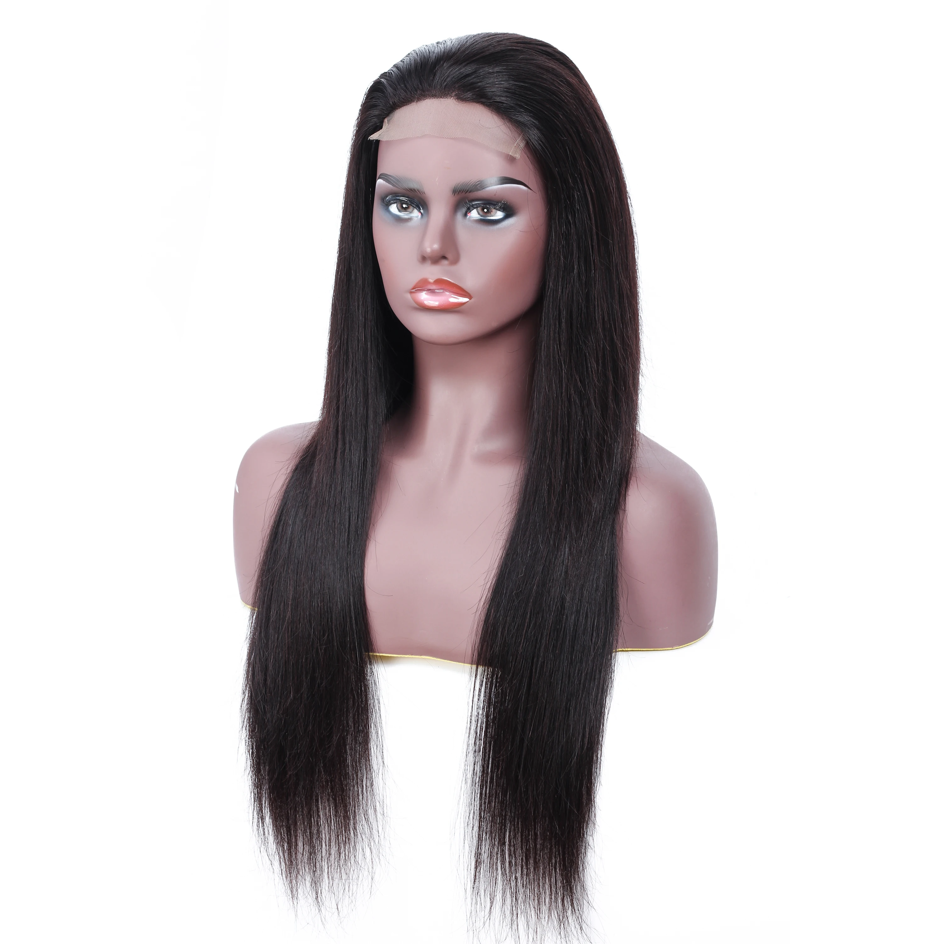 PHEBI 4*4 Lace Closure Human Hair Wigs Brazilian Straight Non-Remy Wig For Black Women Natural Color 130% Density | Шиньоны и парики