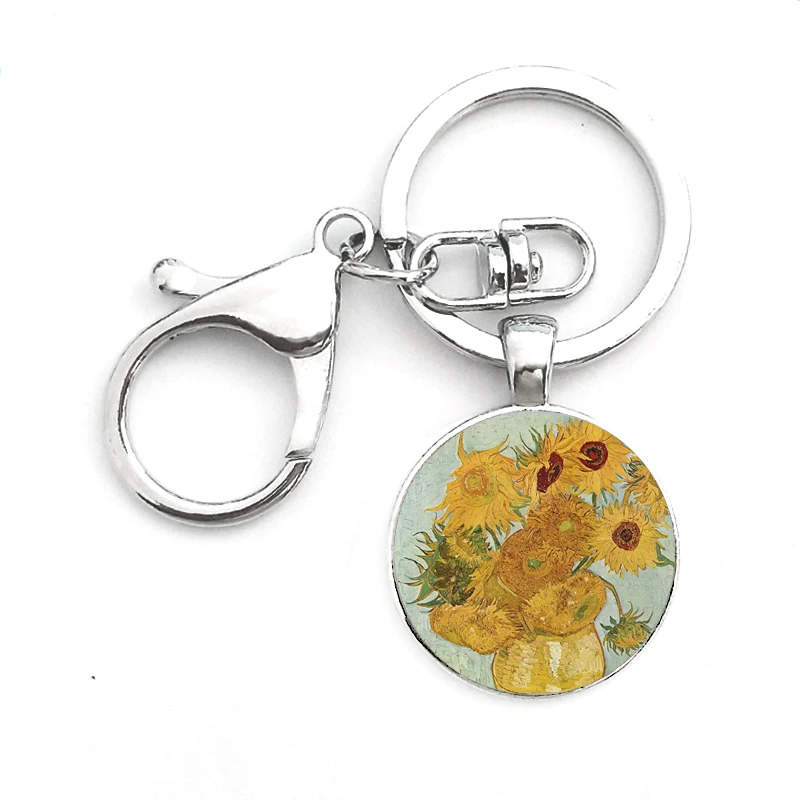 Новинка Ван Гог Звездная ночь Подсолнух брелок ручной работы стеклянный купол