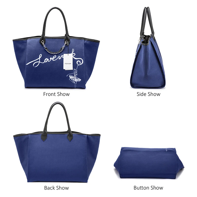 Lovevook Handbag Women Shopping Bag Set Canvas PU Leather Purses and Handbags Female Tote School Bags for 2020 |