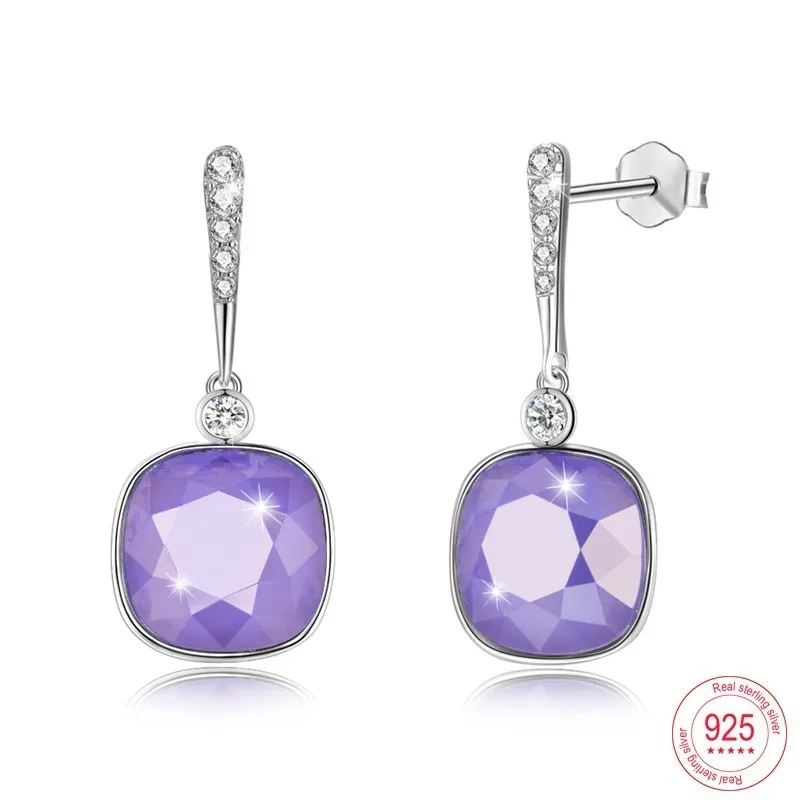 Malanda круглый благородный кристалл от Swarovski серьги висячие серьги из серебра 925 пробы для женщин модные серьги ювелирные изделия подарок - Окраска металла: SHIM L126S