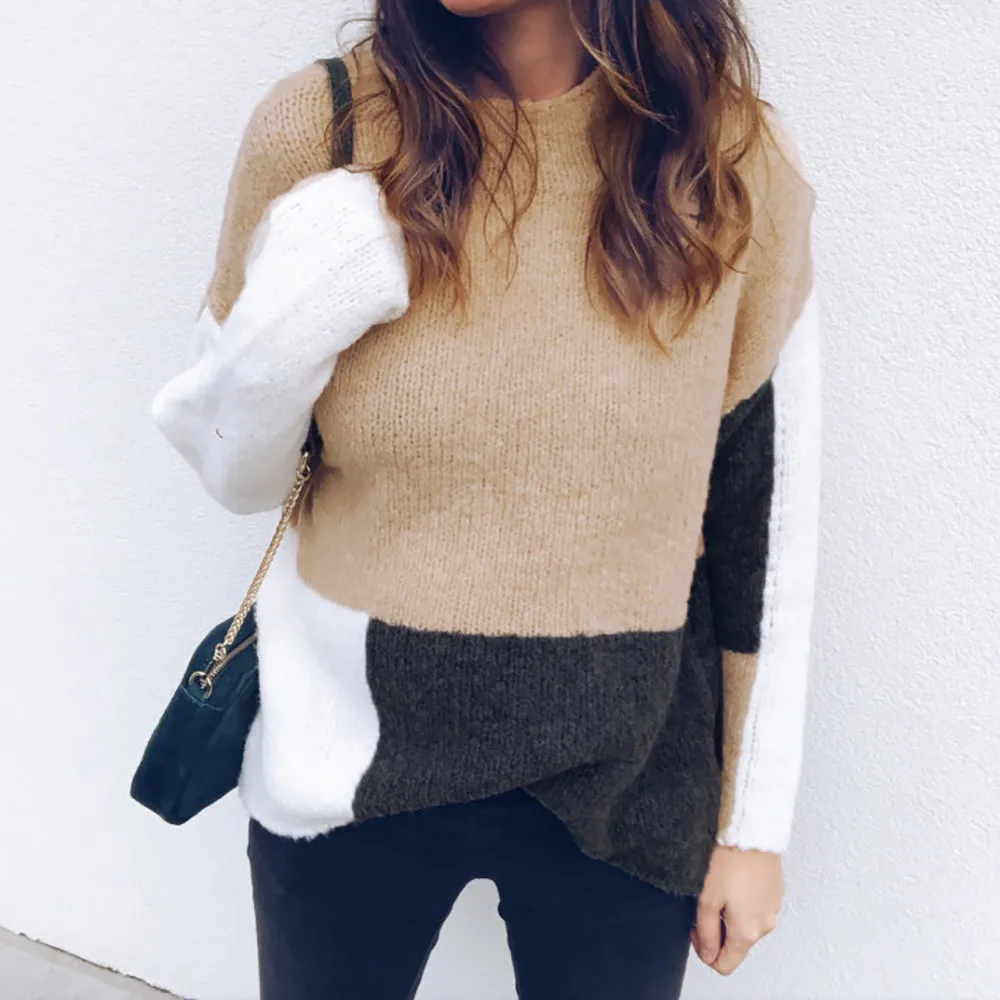 Pull Femme Hiver Dames Новый Женский Повседневный джемпер с длинными рукавами и круглым