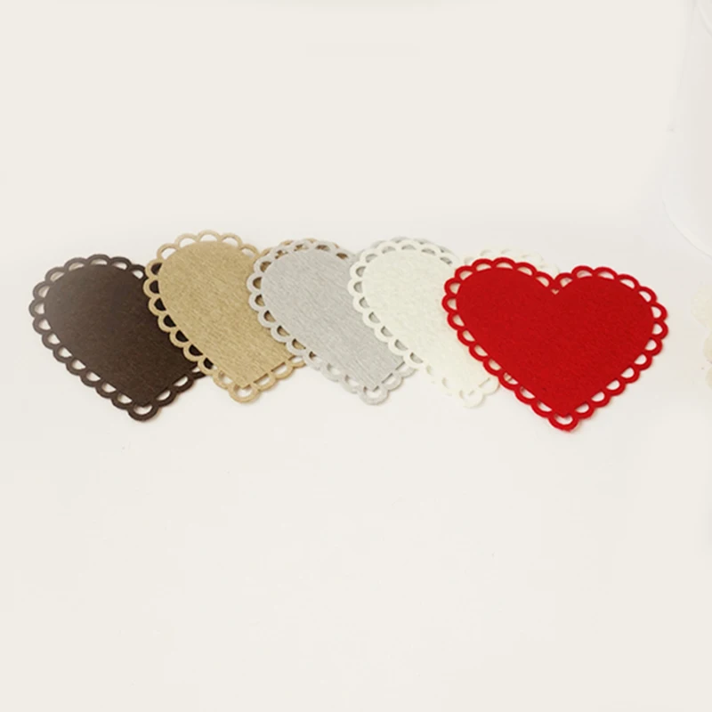 QITAI 50 шт./лот лазерное ремесло мягкие клейкие войлочные наклейки в виде сердца для