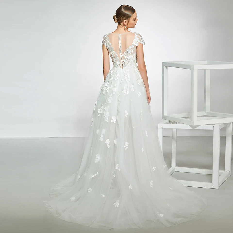 Женское свадебное платье элегантное ТРАПЕЦИЕВИДНОЕ ПЛАТЬЕ С глубоким вырезом и