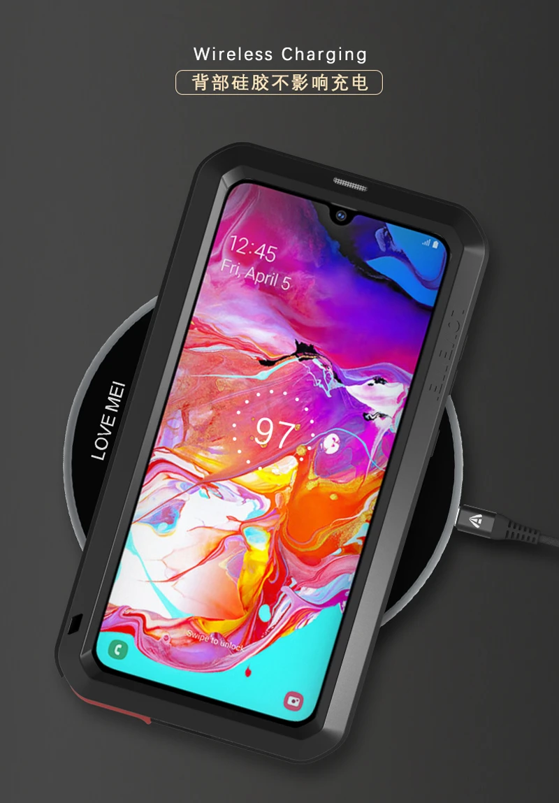 Водонепроницаемый 360 полный корпус защитный чехол для samsung Galaxy A70 чехол противоударный алюминиевый металлический задний Чехол для samsung A70 чехол s