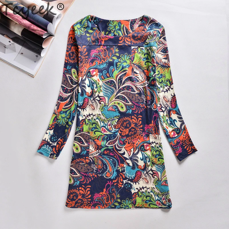 Женское винтажное платье Tcyeek с длинным рукавом и цветочным принтом на весну